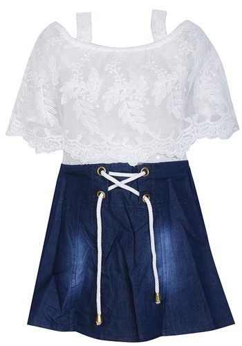 Party And Casual Wear Beautiful And Elegant Clobay Denim Frock For Girls