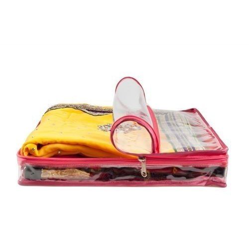 Rectangular And Very Spacious Plain Pvc Transparent Saree Cover Bag With Zipper Closure