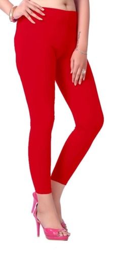 Cotton Red Luxurious Premium Ankle Length Ladies Leggings For