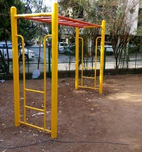 Red/Yellow Powder Coated 3 Inch Round Pipe Outdoor Horizontal Bar Iron Climber Size: Subject To Order Or Availability