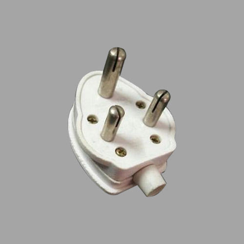 White Smooth Surface Finish Compact Design Compatible Plastic 3 Pin Plug Top