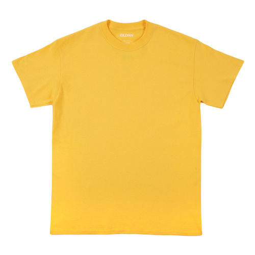 Casual Wear Round Neck Type Yellow Colour Mens Plain Cotton T Shirts Age Group: Adults