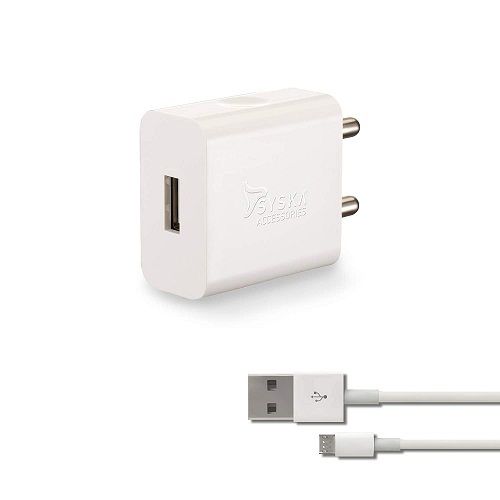 Fireproof White Colour Syska Wc-2A Single Port Charger With Usb Cable  Design: Slider