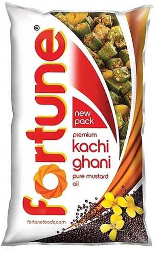 Fortune Premium Kachi Ghani Pure Mustard Oil, 1 Ltr Pouch for Cooking