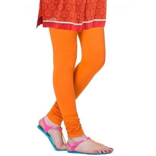 Ladies Casual Wear Slim Fit Skin Friendly Plain Cotton Orange Churidar Leggings