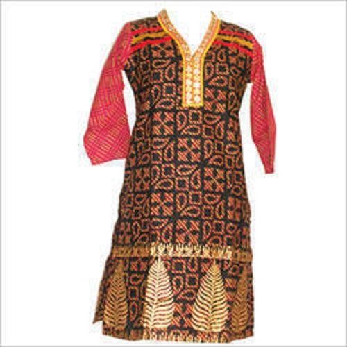 Assorted Ladies Red And Brown Colour Printed Fashionable Trendy Kurtis For Regular Wear