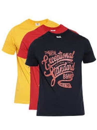 Mens Round-Neck Half Sleeves Multi Colored Casual Wear Printed T-Shirts Age Group: Adults