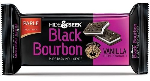 Parle Hide And Seek Black Bourbon Sandwich Biscuit - Vanilla, 100g Pouch