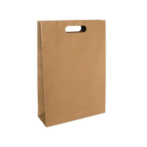 Plain Brown D Cut Kraft Paper Carry Bag For Shopping