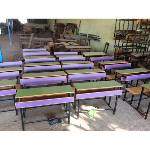 2 Seater Plywood Laminated With Mild Steel Classroom Benches And Desk No Assembly Required