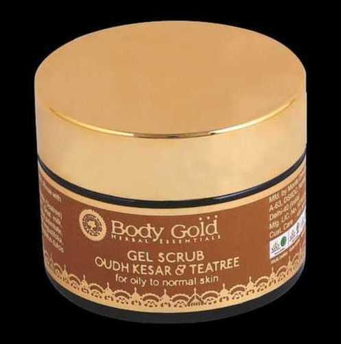 Body Gel Scrub For Oily And Normal Skin(Kesar And Tea Tree Use) Color Code: Golden