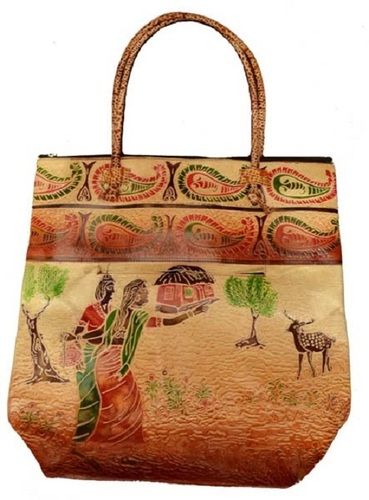 Buy Store Utsav Shoulder Bag Orange Tooled Leather Embossed Painted  Shantiniketan Ramayana Theme Sita in Panchavati Bags for Women at