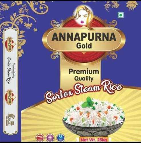 Medium Gran White Sortex Steam Rice With Packaging Size 25-50 Kg