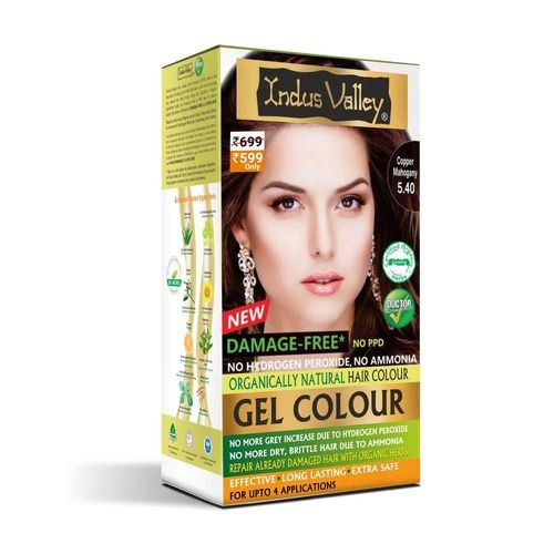 Copper Mahogany 5.40 Damage Free No Hydrogen Peroxide Herbal Hair Color Gel Recommended For: Covers Grey