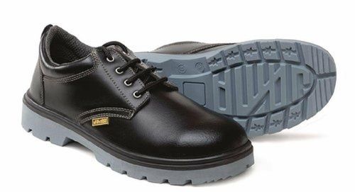 Mens Lace-Up Heat Resistant Lightweighted Black Leather Safety Shoes