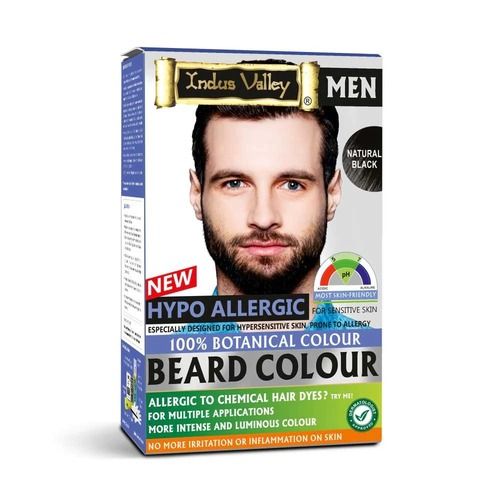 Mens Natural Black Skin-friendly Hypo Allergic Beard Hair Color With Amla And Henna