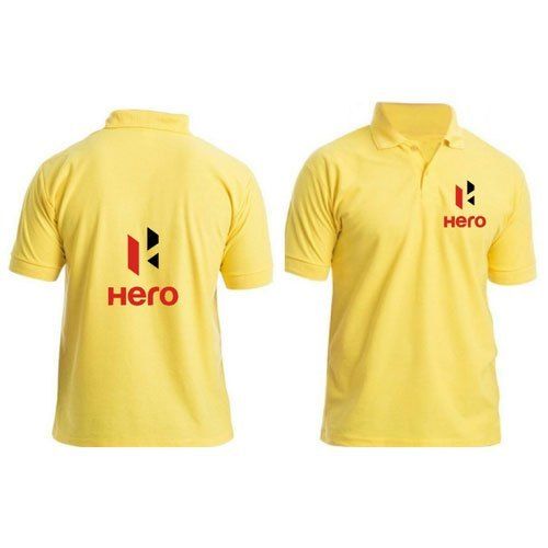 Yellow Shrink Resistance Skin Friendliness Half Sleeves Printed Industrial Uniform T Shirt