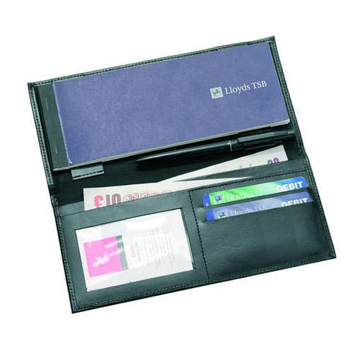 Very Spacious And Rectangular Black And Plain Promotional Cheque Book Holder