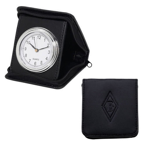 Analog Type, Light Weight, And Black Color Table Clock With Leather Case