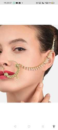 Eye Catching Look Gold Plated Traditional Ethnic Bridal Clip On Nose Ring Gender: Women