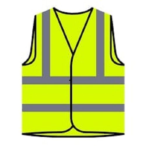 Yellow V Neck Light Weight Safety Jacket For Industrial Use, Auto Racing, Traffic Control 