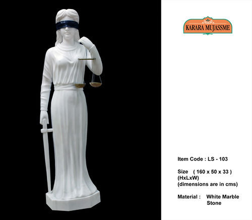 White Color Lady Justice Hand-Carved Marble Sculpture for Interior Decor