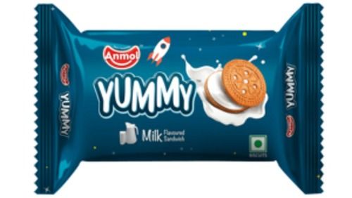 Anmol Yummy Gluten-Free And Vegan Milk Flavoured Sandwich Biscuit Fat Content (%): 16.02 Grams (G)