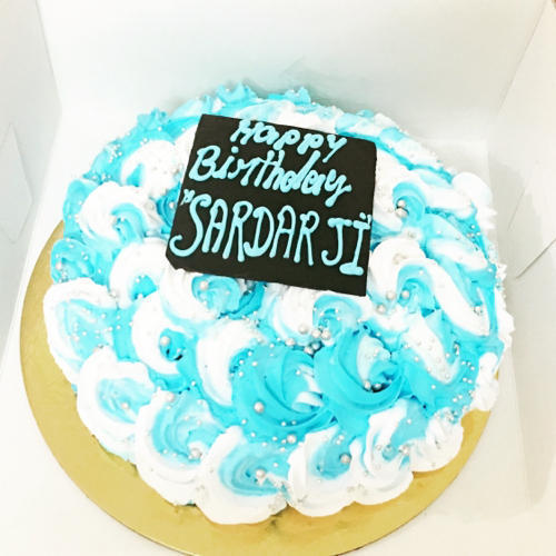 Good In Taste Round Blue Rosette Sweet Cake For Birthday Party, Anniversary Fat Contains (%): 1 Grams (G)