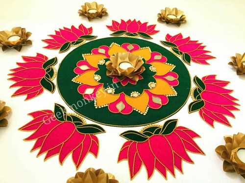 Multiple Multi Colored Lotus Flower With Colour Full Design Rangoli Sticker