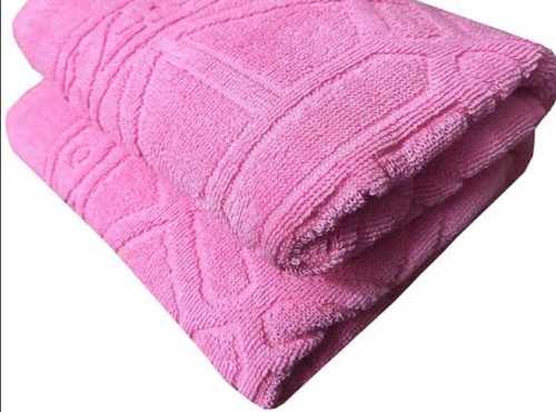 Pink Hand Washable Rectangular Plain Cotton Bath Towel, 70x140 Cm