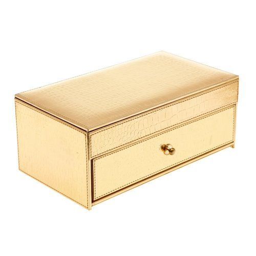 White Scratch Resistant Appealing Look Skin Friendliness Golden Leather Designer Jewellery Box