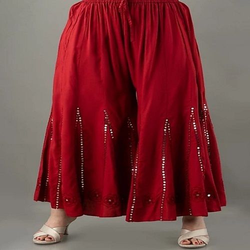 Fancy , Stylish And Comfortable Red Color Palazzo For Ladies