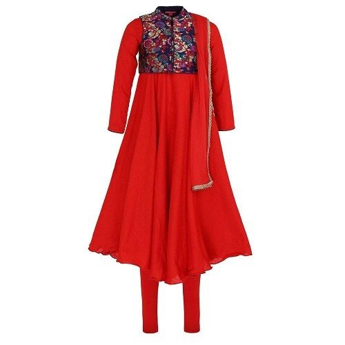 Party Wear Delicate And Breathable Cotton Fabric Cotton Salwar Suit Set For Girls