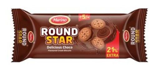 Round Star Delicious Choco Cream Biscuit For Parties, Travel And Tea Time