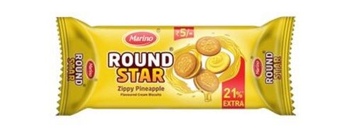 Round Star Zippy Pineapple Eggless Flavored Cream Biscuit For Parties, Tea Time