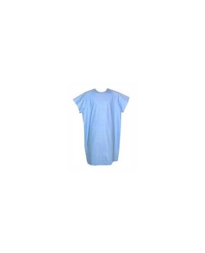 Blue Color Free Size Short Sleeves Unisex Patient Gown for Hosptials