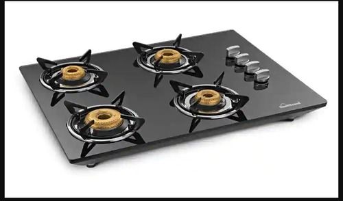 Crack Resistance Easy To Clean Scratch Proof Black Four Burner Gas Stove For Kitchen Dimension(L*W*H): 46 X 26 X 13  Centimeter (Cm)