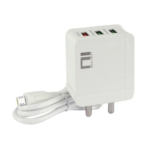 Mobile Charger For Android Phones White Color Body Material: Plastic