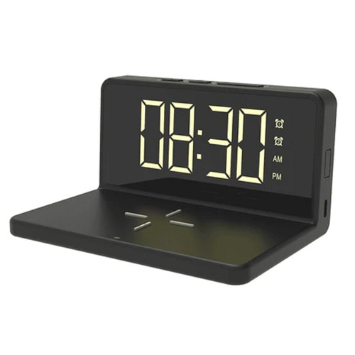 Freedom 4a Black Desktop Wireless Mobile Phone Charger With Digital Alarm Clock Body Material: Plastic