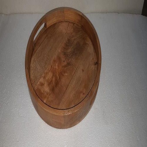 Wood Handmade Wooden Tray With Stylish Surface Handle, Size 16 X 16 Inch