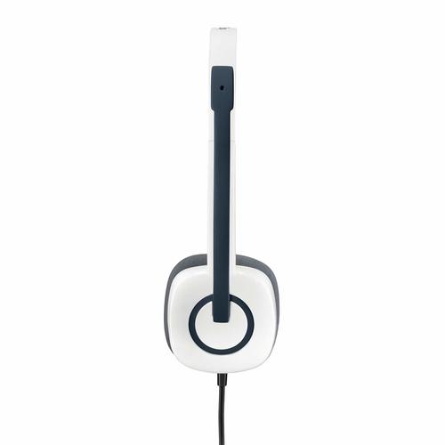 White & Black Headphone H150 With Foam Ear Cups And Noise Canceling Microphone, In Line Audio Controls