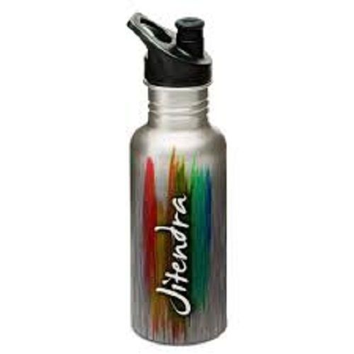 Light Weight And Sturdy Bpa Free Material Printed Stainless Steel Silver Water Bottle