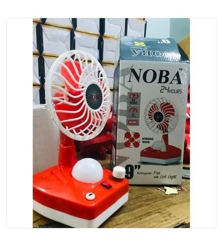 Low maintenance Ruggedly Constructed Red And White Rechargeable Table Fan