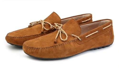 Breathable Mens Casual Wear Pull-On Pointed-Toe Tan Suede Leather Loafers Shoes