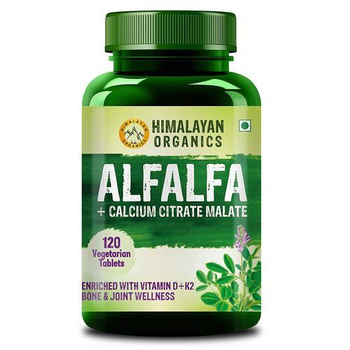 Organics Alfalfa Calcium Citrate Malate With Vitamin D, K 2, Mk 7, B12, Zinc And Magnesium  Health Supplements