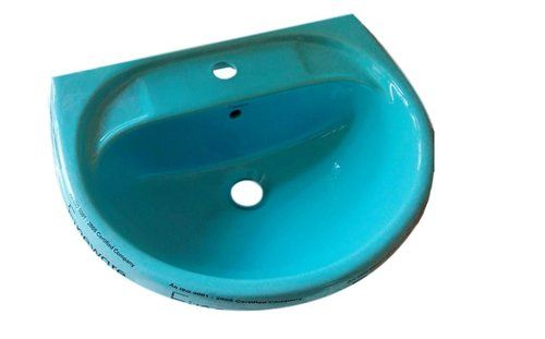 Sink Scratch Resistant Crack Resistance Wall Mounted Ceramic Blue Wash Basin