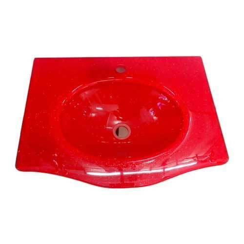 Sink Sturdy Design Scratch Resistant Appealing Look Wall Mounted Red Ceramic Wash Basin