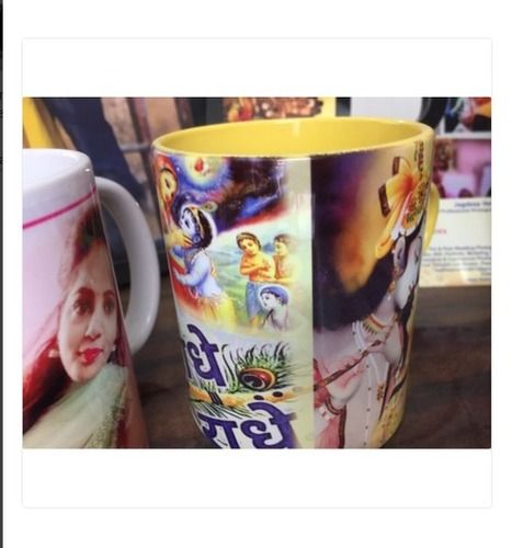 Multicolor Customized Round Cute And Funny Ceramic Printed Cup For Gifting And Christmas Gift