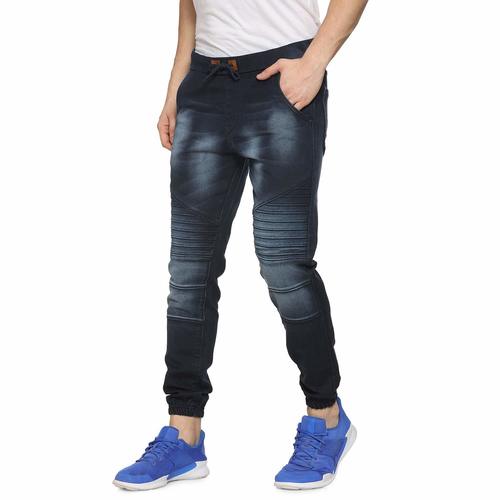 Men Regular Fit Striped Denim Jeans With Stylish Pattern And Jogger Style