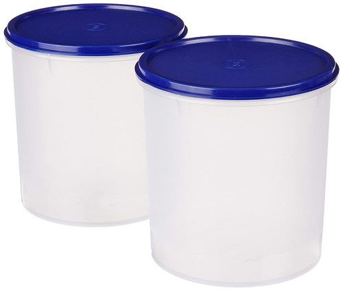 Multi Color Plastic Storage Container With Flexi Cover Round Shape, Set Of 2 Piece